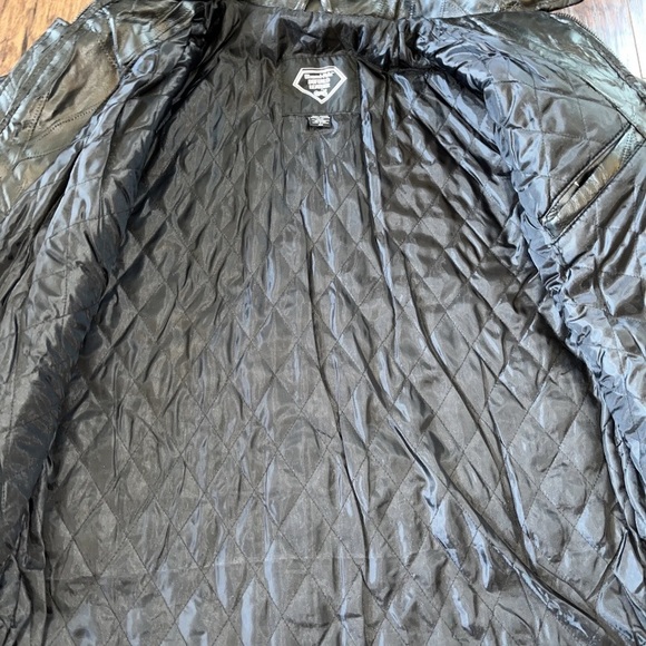 NWT Diamond Plate Buffalo Leather Biker Moto Jacket Black Patchwork - Picture 10 of 13